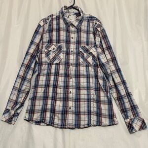 BKE Casual Plaid Shirt with Blue, Red, and White, size XXL, slim fit